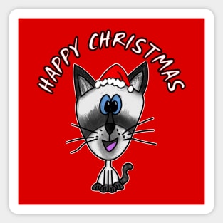 Happy Christmas Siamese Cat Funny Xmas 2021 Sticker